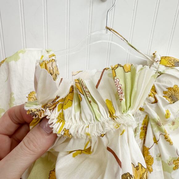 The Vampire’s Wife Frill Killer Mini Dress Yellow White Liberty Print Cotton Med - Picture 9 of 13